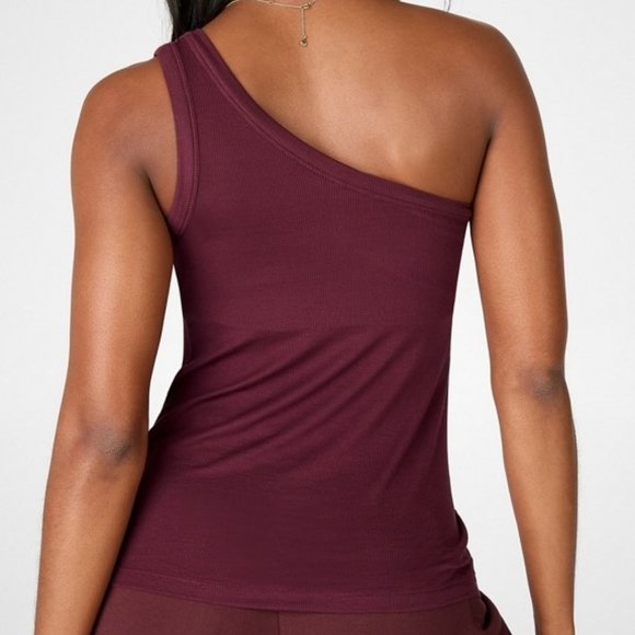 Fabletics Women's Esme One Shoulder Tank, Port Win - Picture 3 of 3